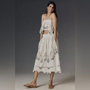 NWT Size L - Anthropologie 100% Cotton Embroidered Culottes (NWT US$ 138)